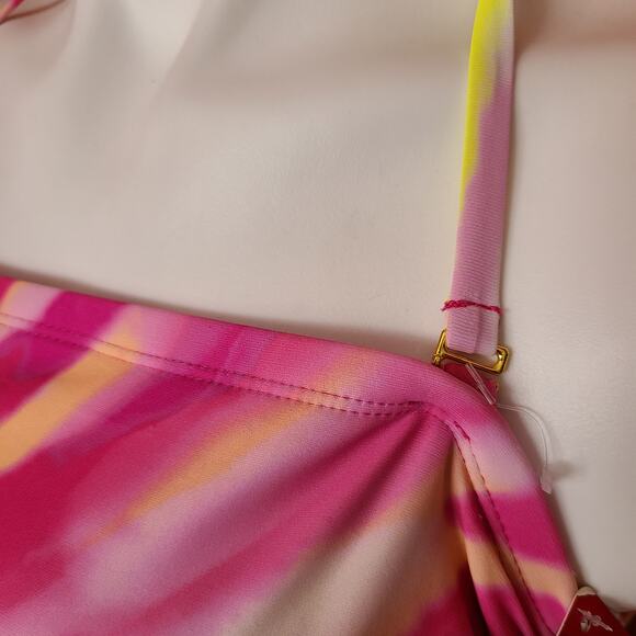 Xhilaration Swim Top Pink Yellow Tie Dye - Picture 3 of 6